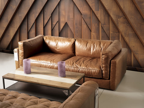 Canapé 3 places en cuir beige Eleganza