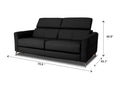 Elena Black Full Leather Sofa Bed with dimensions, showcasing its elegant design and versatile functionality.
