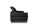 Side view of the Elena Black Full Leather Sofa Bed showcasing its sleek design and adjustable reclining feature.
