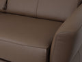 Elena brown Leather Loveseat Sofa Bed close-up of luxurious leather upholstery and stitching.