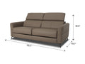 Elena Grey Leather Pull Out Couch dimensions 75.5" W x 40.5" H x 43.7" D with adjustable headrests.