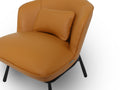 Fancyoni Cognac Leather Minimalist Accent Chair with sculpted curves and plush cushion, perfect for modern interiors.