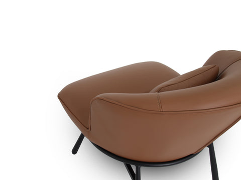 Fancyoni leather modern Brown accent chair in sculptural design, showcasing refined comfort and sophistication for contemporary interiors.