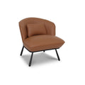 Fancyoni leather modern Brown accent chair in a sculptural design with black legs, ideal for contemporary interiors.