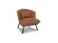 Fancyoni leather modern Brown accent chair in a sculptural design with black legs, ideal for contemporary interiors.