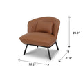 Fancyoni leather modern Brown accent chair with brown leather upholstery and sleek black legs, perfect for contemporary interiors.