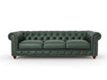 Stanhope Royal Green Leather 3 Seater Chesterfield, luxury sofa in top-grain aniline leather with classic British design