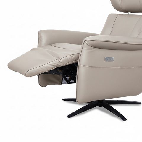 Neutral beige Velasco recliner power recline and massage feature