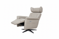 Velasco neutral beige leather power swivel recliner chair with heat and massage