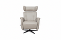 Velasco neutral beige leather power swivel recliner chair with heat and massage