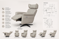 Velasco neutral beige leather power swivel recliner chair with heat and massage