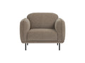 Livia Beige Firm Accent Chair with black metal legs, upholstered in deep toned Linsey fabric, offering cozy comfort and contemporary elegance.