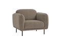 Livia Beige Firm Accent Chair with deep-toned Linsey fabric and black metal legs, offering comfort and contemporary elegance.