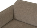 Close-up view of Livia Beige Firm Accent Chair showing Linsey fabric upholstery and curved design.