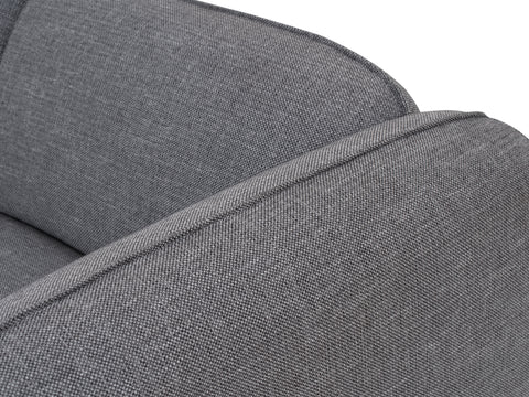 Close-up of Livia Grey Scandi Modern Sectional with soft Linsey fabric and clean lines.