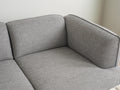 Livia Grey Scandi Modern Sectional with soft Linsey fabric and clean lines, featuring a sleek design perfect for contemporary interiors.