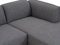 Close-up of Livia Grey Scandi Modern Sectional sofa in charcoal fabric with sleek, minimalist design.