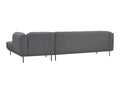Back view of the Livia Grey Scandi Modern Sectional upholstered in charcoal fabric with sleek metal legs, showcasing modern design.