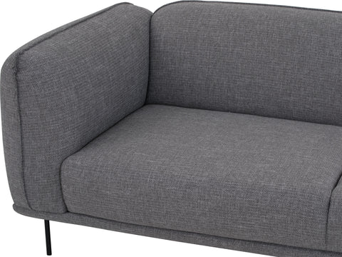 Close-up of Livia Grey Scandi Modern Sectional with charcoal upholstery and sleek metal legs, showcasing contemporary style and comfort.