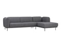 Livia Grey Scandi Modern Sectional with charcoal fabric and metal legs