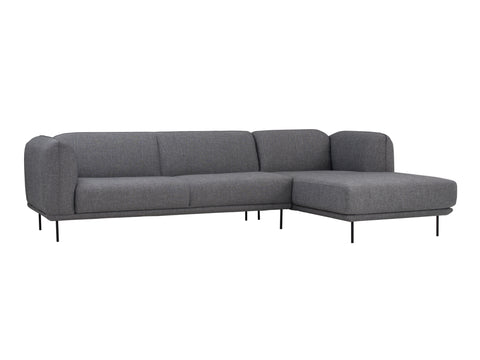Livia Grey Scandi Modern Sectional with charcoal fabric and metal legs