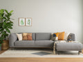 Livia Grey Scandi Modern Sectional sofa in charcoal grey with soft Linsey fabric and metal legs, perfect for contemporary living spaces.