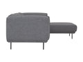 Side view of Livia Grey Scandi Modern Sectional with sleek metal legs, showcasing its modern minimalism and charcoal grey color.