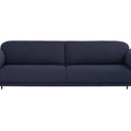 Livia Navy Blue 3 seater Extra Firm Sofa featuring rounded edges and black metal legs.