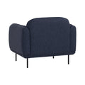 Back view of Livia Navy Blue Firm Accent Chair with black metal legs.