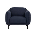 Livia Navy Blue Firm Accent Chair with deep blue upholstery and black metal legs, offering modern elegance and comfort.