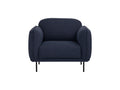 Livia Navy Blue Firm Accent Chair with deep blue upholstery and black metal legs, offering modern elegance and comfort.