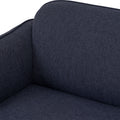 Close-up of the Livia Navy Blue 3 seater Extra Firm Sofa with textured fabric and rounded armrest.