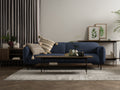 Livia Navy Blue 3 seater Extra Firm Sofa in a modern living room setting with stylish decor.