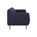 Livia Navy Blue 3 seater Extra Firm Sofa side view showing sleek black metal legs and textured upholstery.