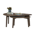 Lorenzo Nesting Coffee Tables Set of 2 with walnut veneer tops and mid-century modern design, featuring a plant and books on top.