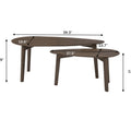 Dimensions of Lorenzo Nesting Coffee Tables Set of 2, featuring mid-century modern design with walnut veneer finish.