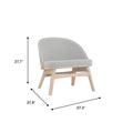 Lucca Modern Barrel Armless Chair - Grey with dimensions 27.7x27.3 inches, featuring a rounded back and wooden frame.