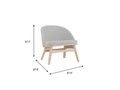 Lucca Modern Barrel Armless Chair - Grey with dimensions 27.7x27.3 inches, featuring a rounded back and wooden frame.