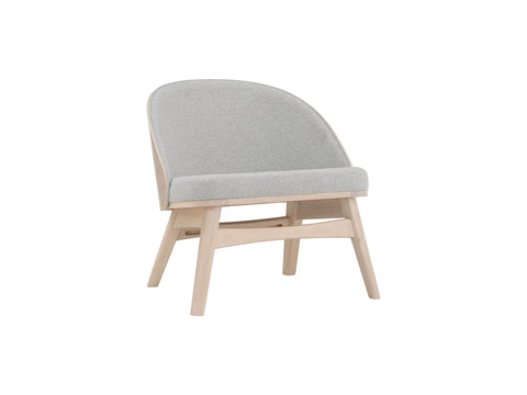 Lucca Modern Barrel Armless Chair - Grey with wooden frame and textured upholstery