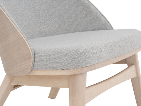 Lucca Modern Barrel Armless Chair in grey with wooden frame and textured upholstery