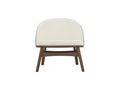 Lucca Modern Barrel Armless Chair with cream upholstery and wooden frame, inspired by mid-century design, adding elegance to any space.