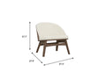 Lucca Modern Barrel Armless Chair with cream upholstery and wood frame, dimensions 27.7" H x 27.9" W x 27.3" D.