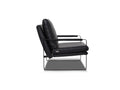 Luna Modern Leather Black Accent Chair with sleek design and premium semi-aniline leather upholstery side angle..