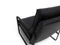 Luna Modern Leather Black Accent Chair with sleek design and premium semi-aniline leather upholstery close up.