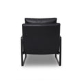 Luna Modern Leather Black Accent Chair with sleek design and premium semi-aniline leather upholstery back angle..