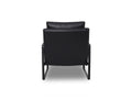 Luna Modern Leather Black Accent Chair with sleek design and premium semi-aniline leather upholstery back angle..