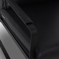 Luna Modern Leather Black Accent Chair with sleek design and premium semi-aniline leather upholstery close up.