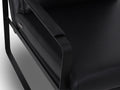 Luna Modern Leather Black Accent Chair with sleek design and premium semi-aniline leather upholstery close up.