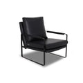 Luna Modern Leather Black Accent Chair with sleek design and premium semi-aniline leather upholstery.