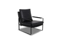 Luna Modern Leather Black Accent Chair with sleek design and premium semi-aniline leather upholstery.